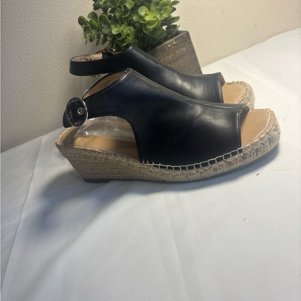 Journee Crew Collection Black Espadrille Wedges